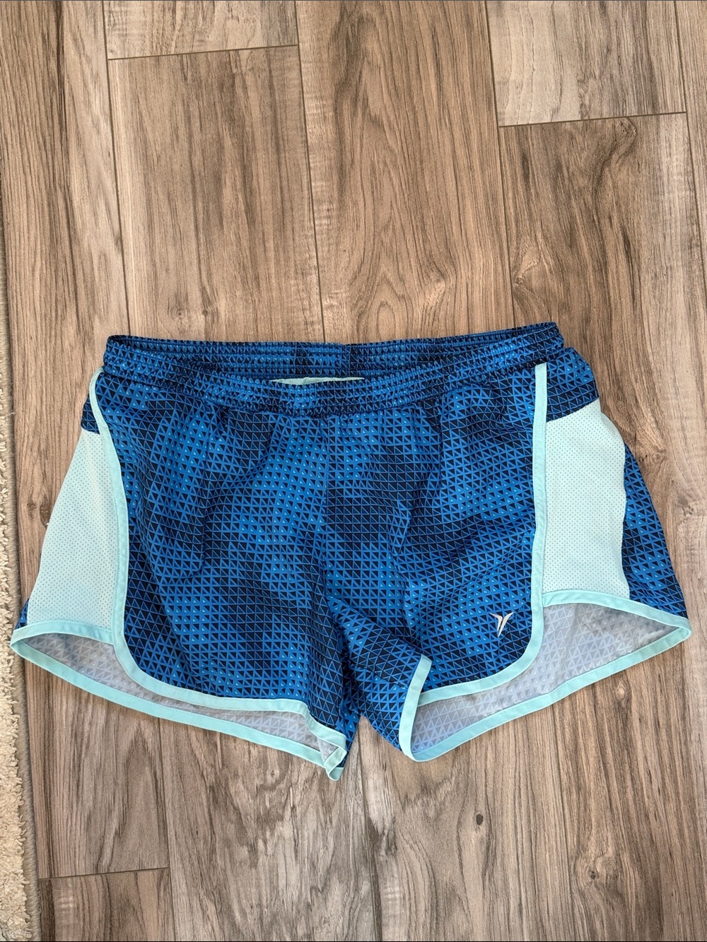 Old Navy Blue Athletic Shorts with Mint Trim